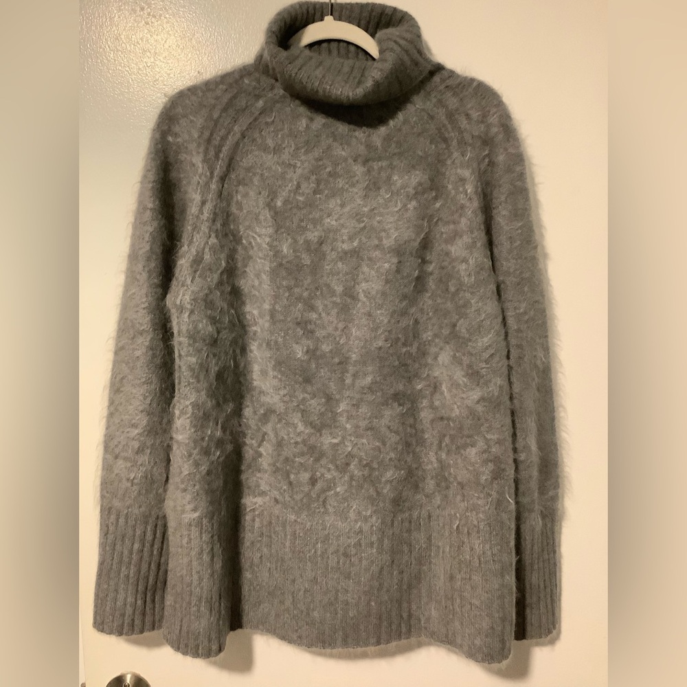 J Crew Gray Brushed Cashmere Turtleneck Sweater 75 Spring Street Sz M